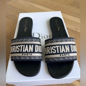Christian Dior Dway slides - navy - size 7.5 / 37.5 E